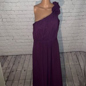 After Six Purple Flower One Shoulder Long Dress size 12